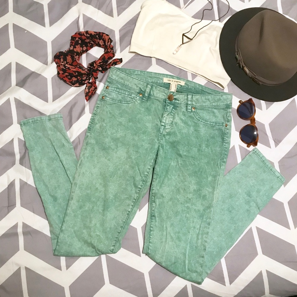 Marbled Seafoam Skinny Leg Pants